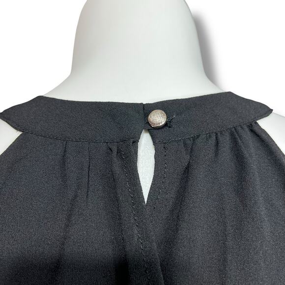 Paper Crane Womens Layered Blouse Shirt Halter Top Sleeveless Black Large - Picture 5 of 9
